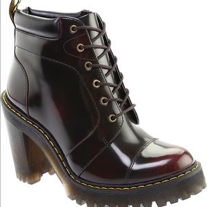 Dr. Martens Cherry Persephone Heeled Lace Up Maroon Boots